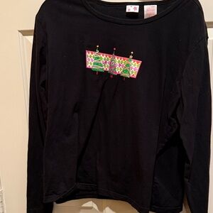 Black Kids Shirt with Colorful Embroidery